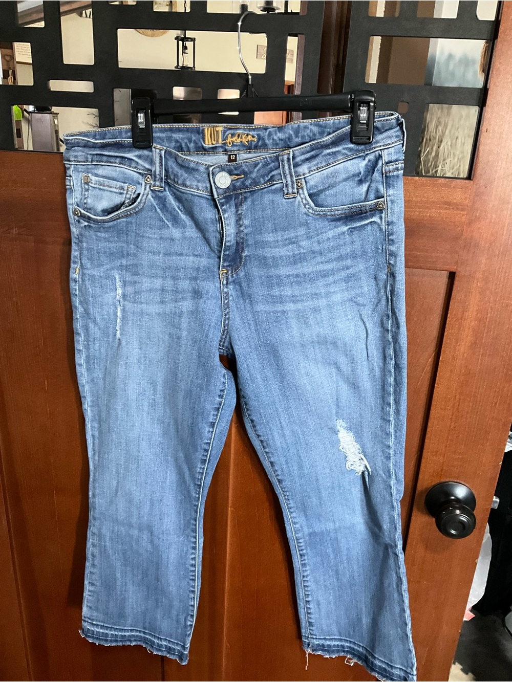 Kut from the Kloth Light Blue Cropped Distressed Jeans